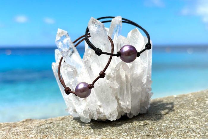 Adjustable semi-round freshwater pearl bracelet