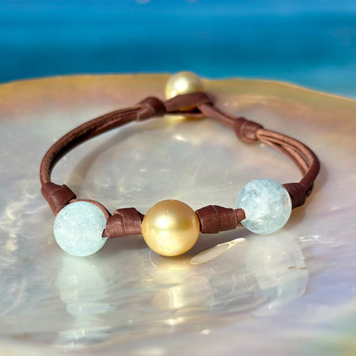 Customizable Aquamarine Knotted Bead Bracelet